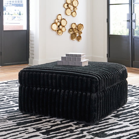 Midnight-Madness Onyx Oversized Chair with Accent Ottoman from Ashley - Luna Furniture