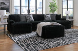 Midnight-Madness 3-Piece Sectional with Ottoman in Onyx from Ashley - Luna Furniture