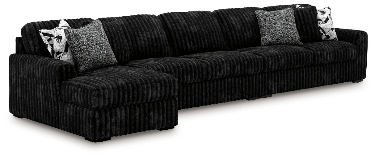 Midnight-Madness Onyx 3-Piece Sectional with Chaise from Ashley - Luna Furniture