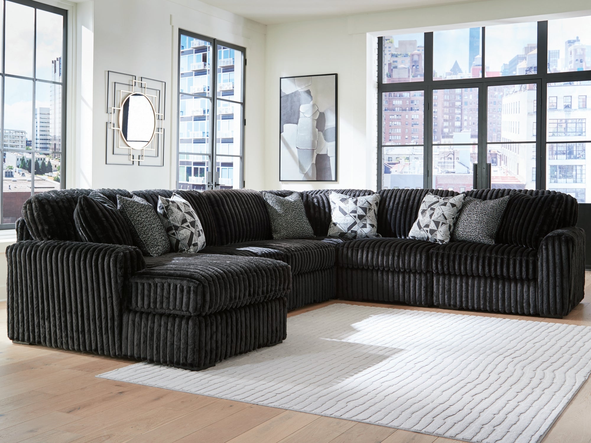 Madness マドネス　Lサイズ Ashley Midnight-Madness Black 6-Piece Sectional with LAF Chaise