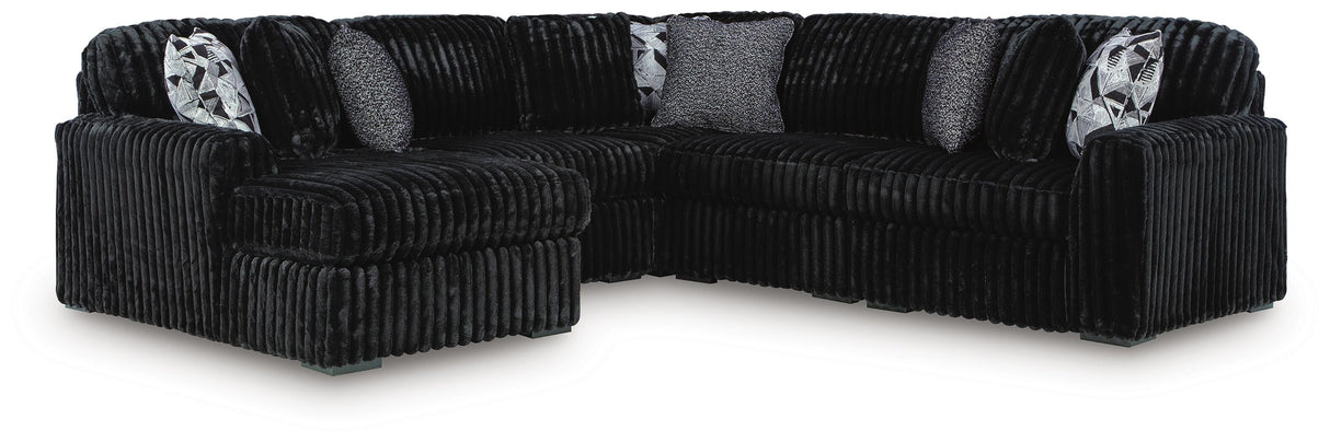 Midnight-Madness Black 5-Piece Sectional with LAF Chaise from Ashley Furniture - Luna Furniture