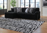 Midnight-Madness Onyx LAF Chase Sectional and Ottoman from Ashley - Luna Furniture