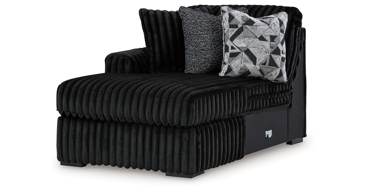 Midnight-Madness 3-Piece Sectional with Ottoman in Onyx from Ashley Furniture - Luna Furniture
