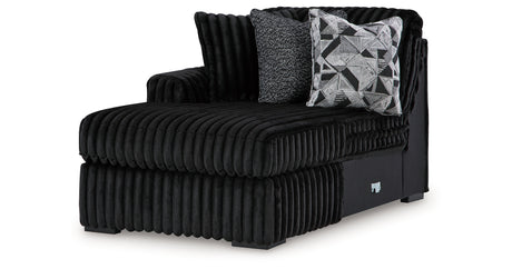 Midnight-Madness 3-Piece Sectional with Ottoman in Onyx from Ashley - Luna Furniture