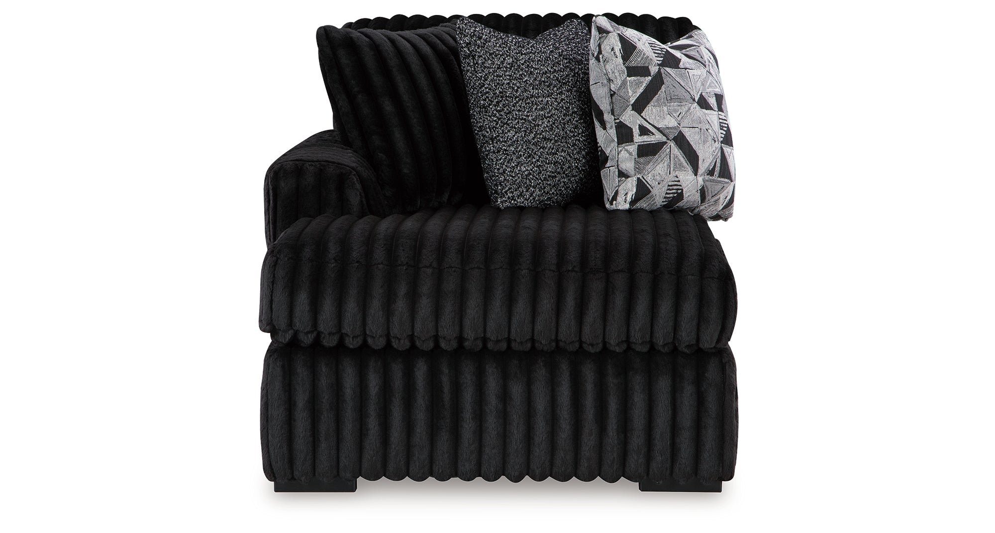 Midnight-Madness 3-Piece Sectional with Ottoman in Onyx – Luna
