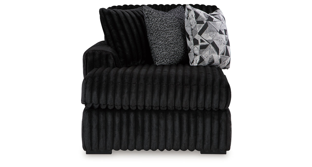 Midnight-Madness 3-Piece Sectional with Ottoman in Onyx from Ashley Furniture - Luna Furniture