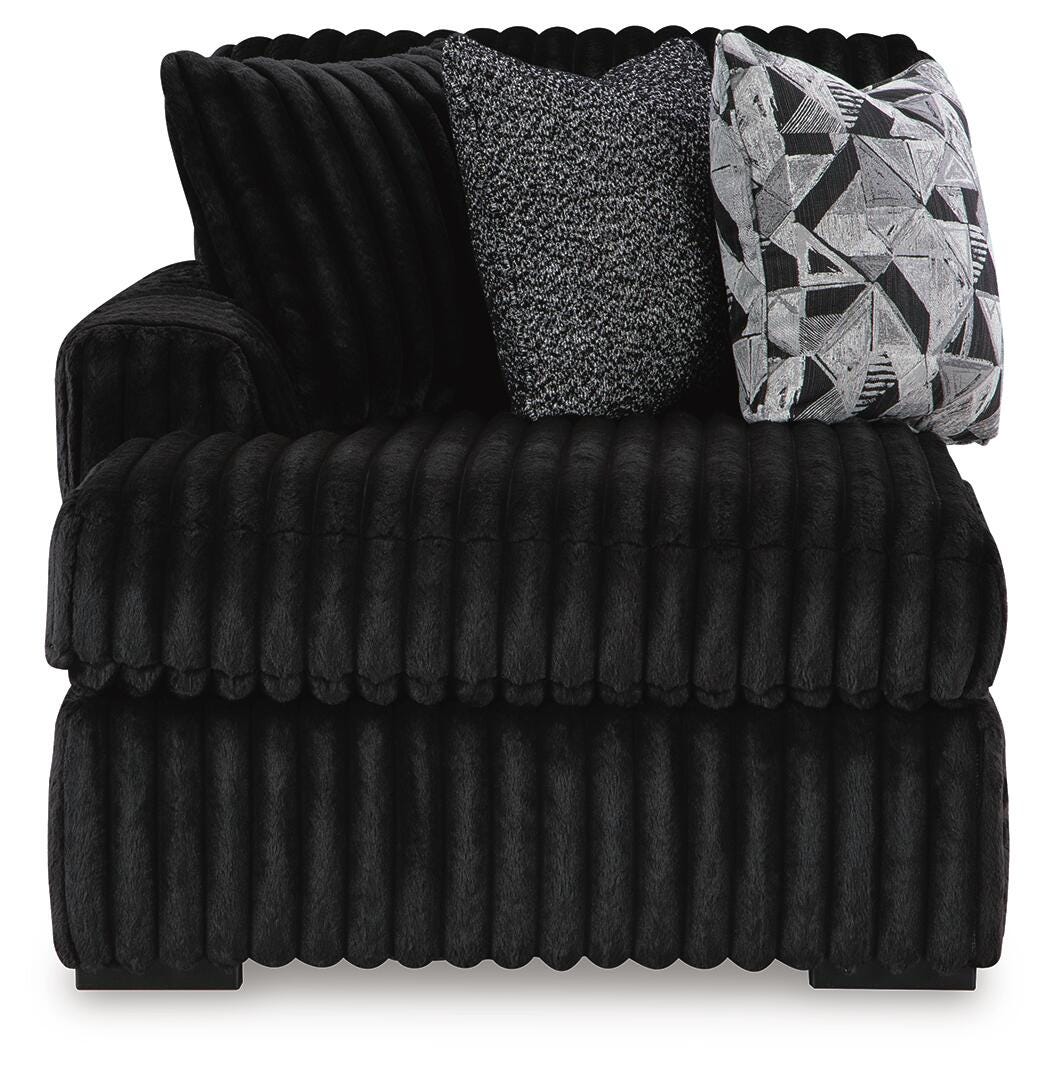Midnight-Madness 3-Piece Sectional with Ottoman in Onyx from Ashley Furniture - Luna Furniture