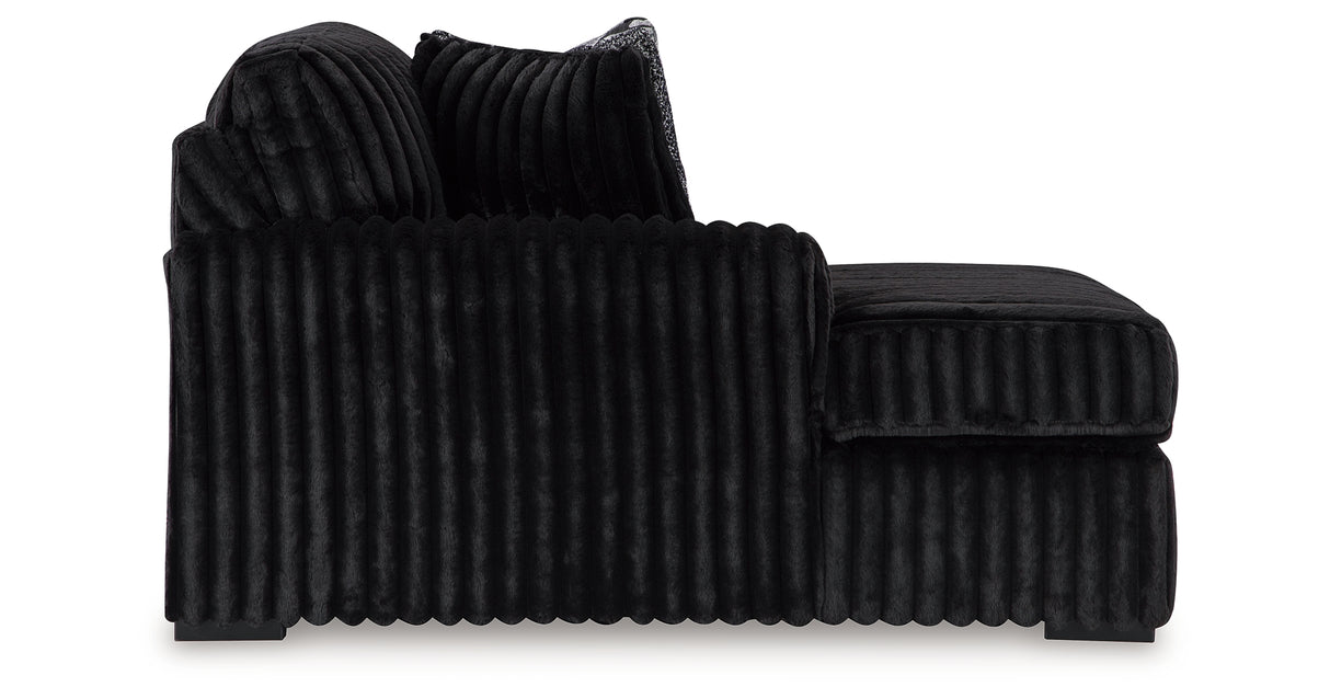 Midnight-Madness 3-Piece Sectional with Ottoman in Onyx from Ashley Furniture - Luna Furniture