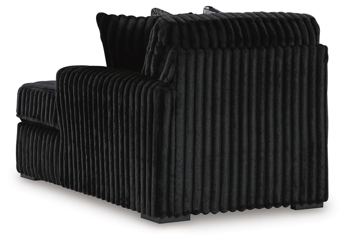 Midnight-Madness 3-Piece Sectional with Ottoman in Onyx from Ashley Furniture - Luna Furniture