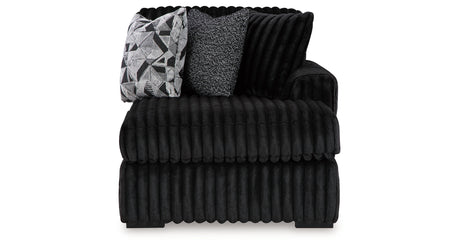 Midnight-Madness 3-Piece Sectional with Ottoman in Onyx from Ashley - Luna Furniture