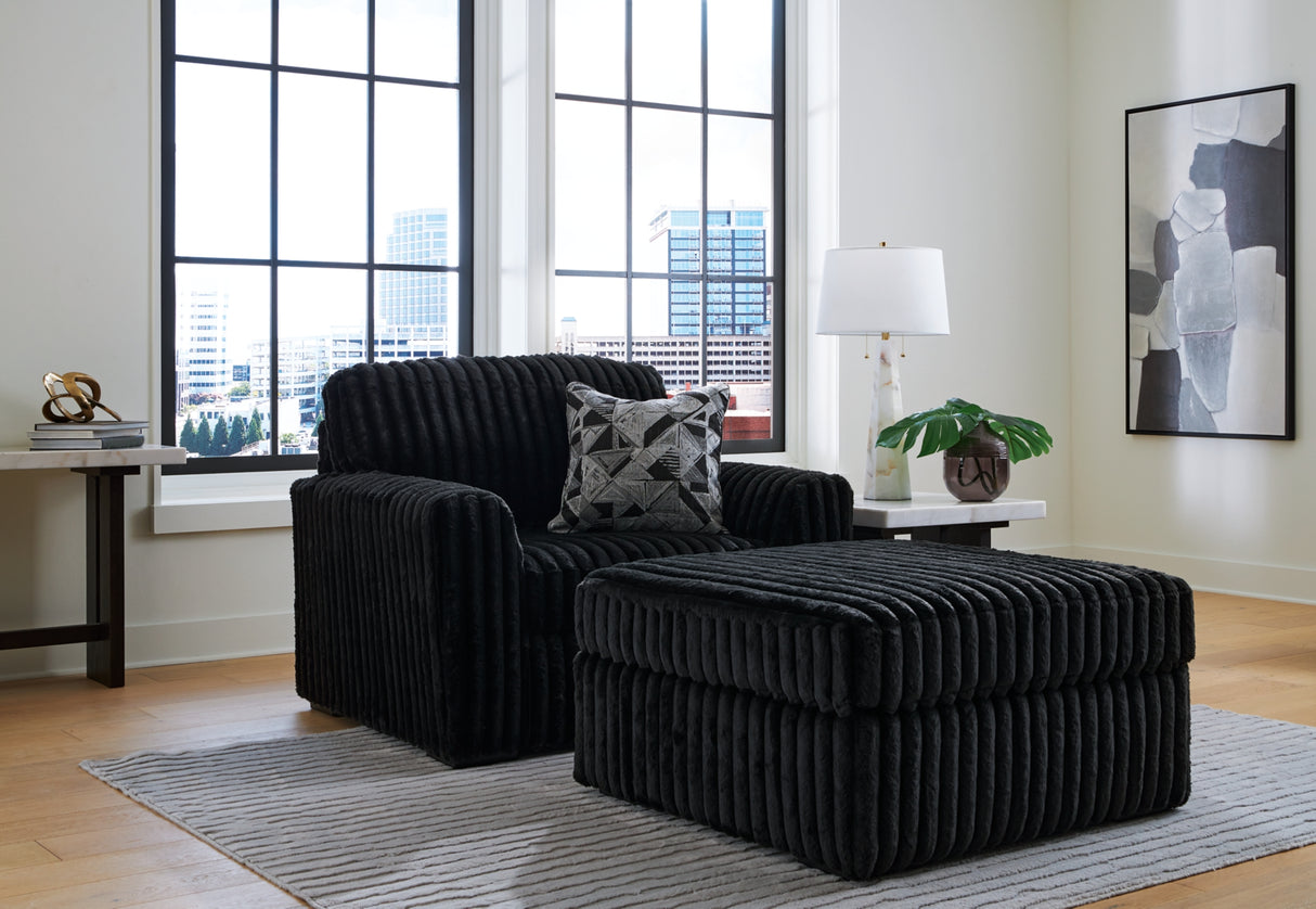 Midnight-Madness Onyx Oversized Chair with Accent Ottoman from Ashley Furniture - Luna Furniture
