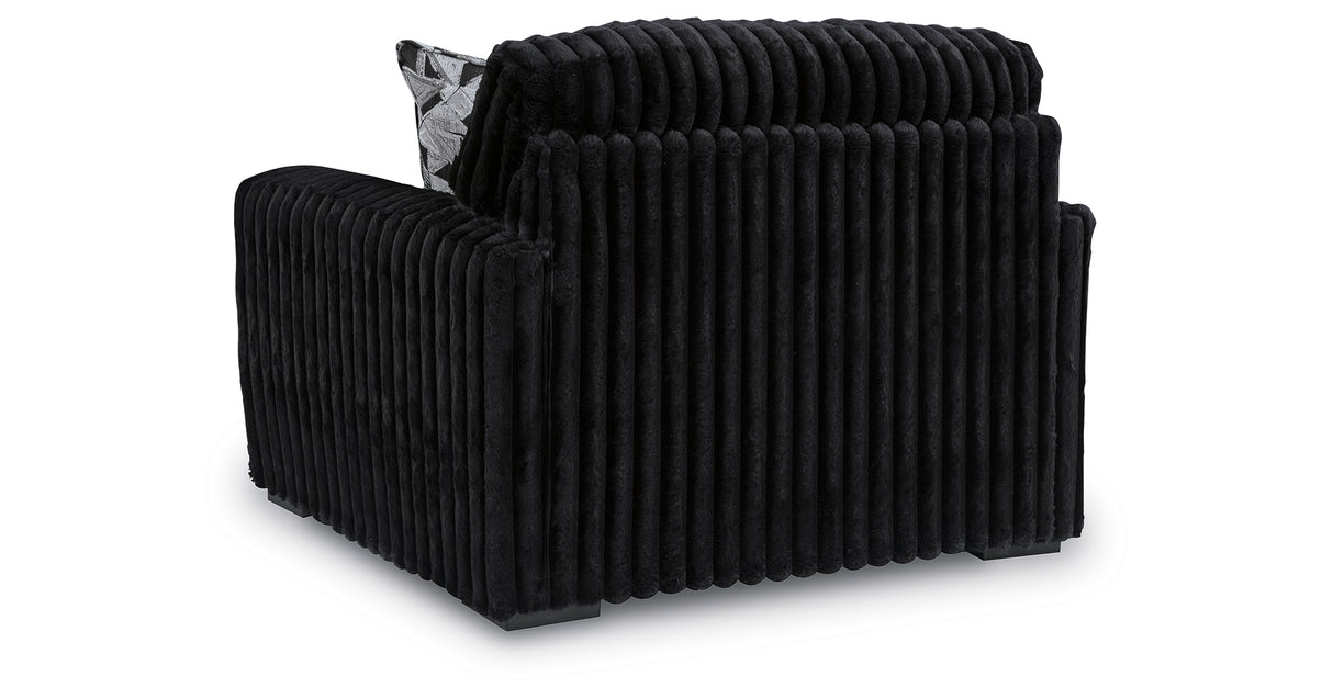 Midnight-Madness Onyx Oversized Chair with Accent Ottoman from Ashley Furniture - Luna Furniture