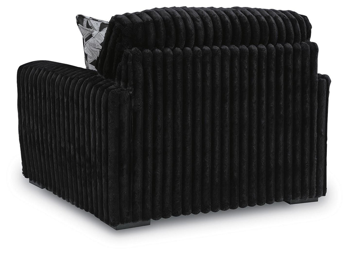 Midnight-Madness Onyx Oversized Chair with Accent Ottoman from Ashley Furniture - Luna Furniture