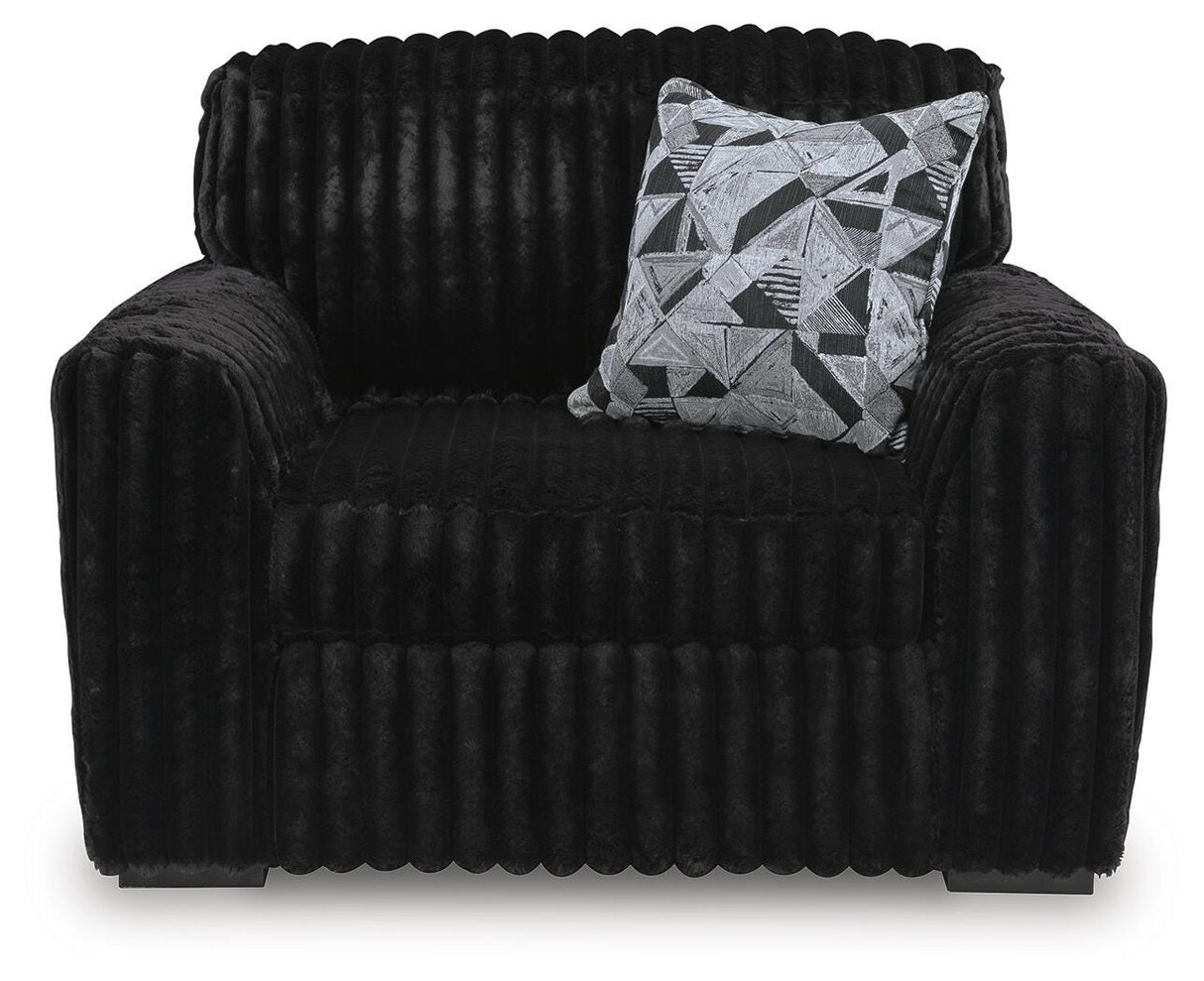 Midnight-Madness Onyx Oversized Chair with Accent Ottoman from Ashley Furniture - Luna Furniture