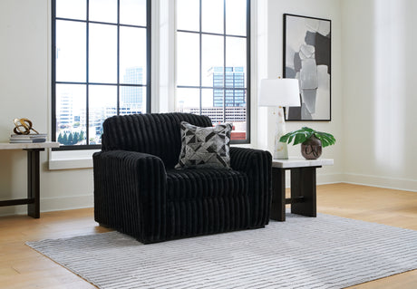 Midnight-Madness Onyx Oversized Chair with Accent Ottoman from Ashley - Luna Furniture