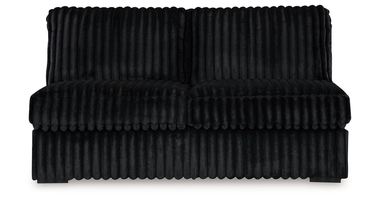 Midnight-Madness Onyx Armless Loveseat from Ashley Furniture - Luna Furniture