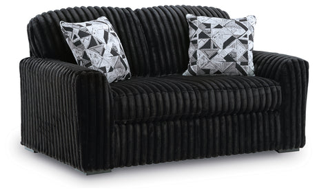 Midnight-Madness Onyx Sofa, Loveseat and Oversized Ottoman from Ashley - Luna Furniture