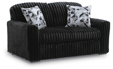 Midnight-Madness Onyx Sofa, Loveseat and Oversized Ottoman from Ashley - Luna Furniture