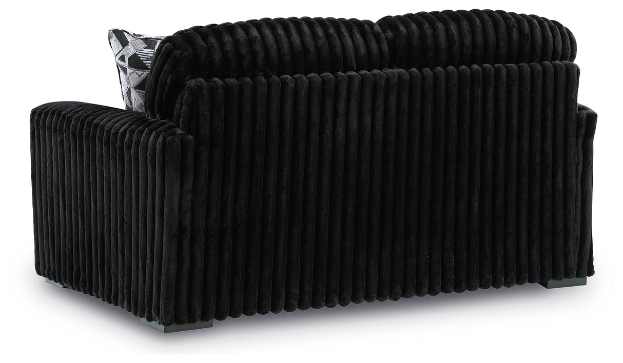 Midnight-Madness Onyx Sofa, Loveseat and Oversized Ottoman from Ashley Furniture - Luna Furniture