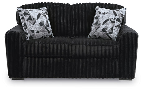 Midnight-Madness Onyx Sofa, Loveseat and Oversized Ottoman from Ashley - Luna Furniture