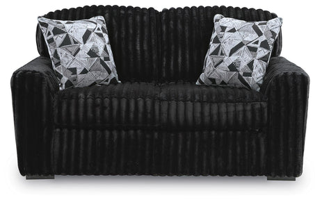 Midnight-Madness Onyx Sofa, Loveseat and Oversized Ottoman from Ashley - Luna Furniture