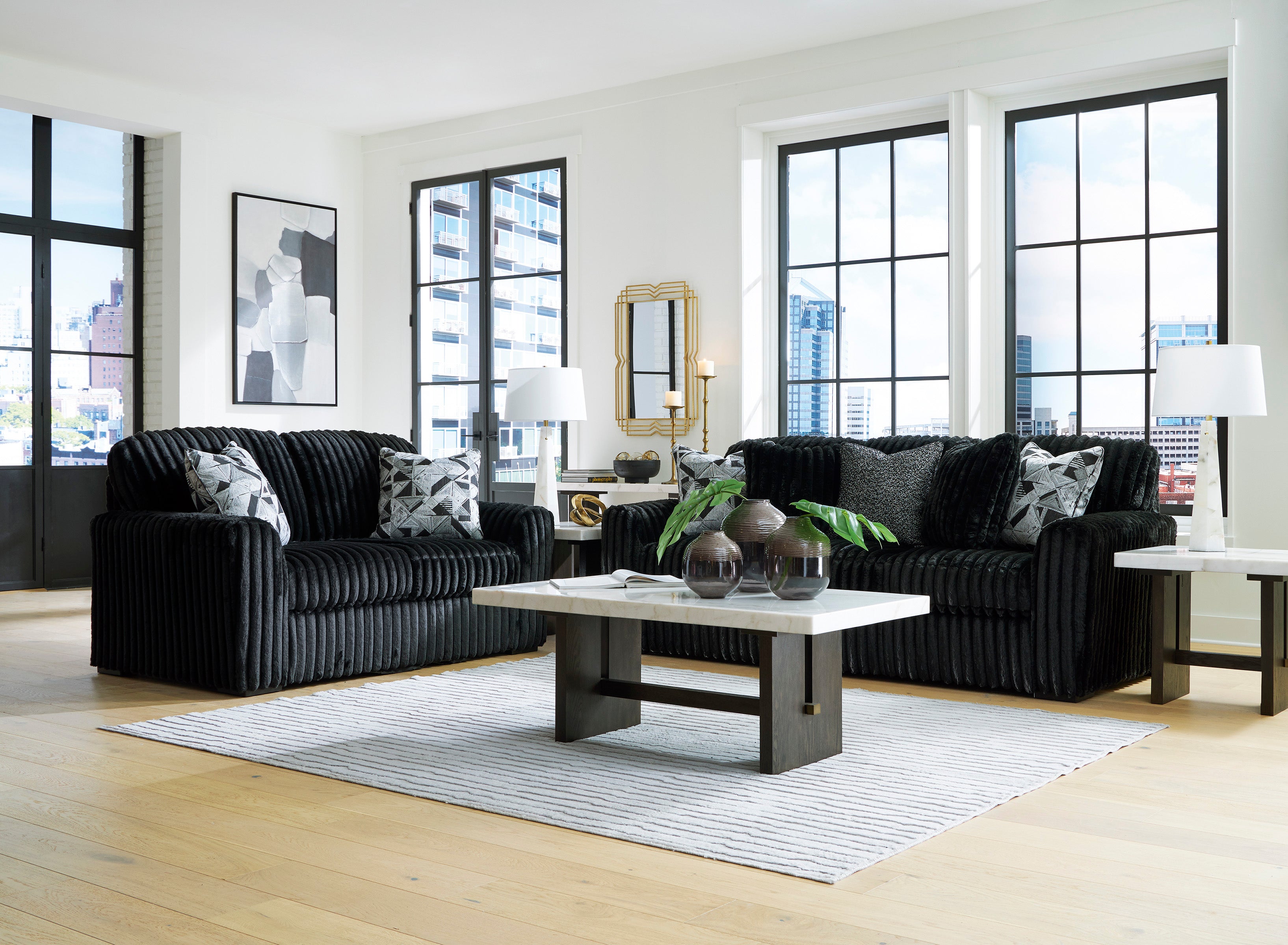 PEACEMINUSONE マット BLACK Ashley Midnight-Madness Onyx Living Room Set – Luna Furniture