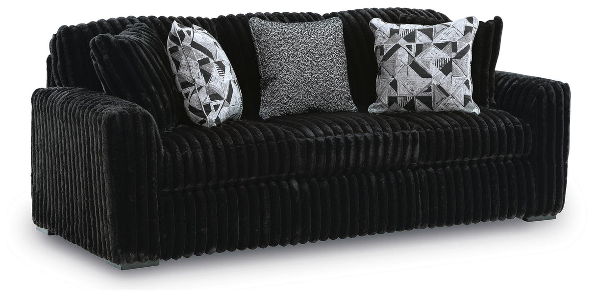 Midnight-Madness Onyx Sofa and Oversized Ottoman from Ashley - Luna Furniture