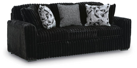 Midnight-Madness Onyx Sofa and Oversized Ottoman from Ashley - Luna Furniture