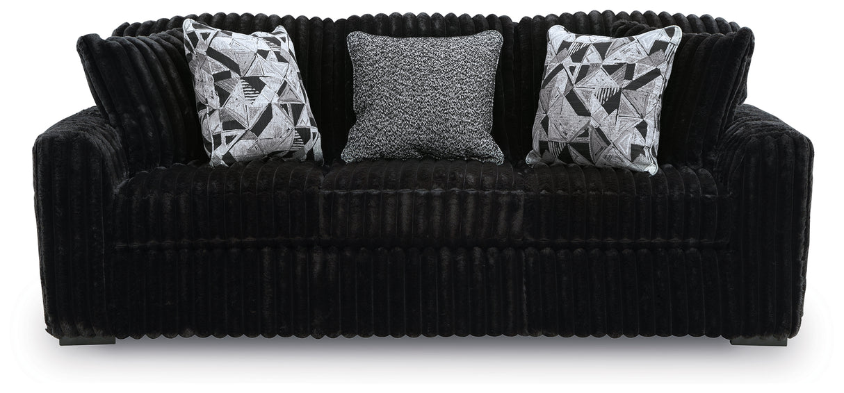 Midnight-Madness Onyx Sofa, Loveseat and Oversized Ottoman from Ashley Furniture - Luna Furniture
