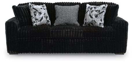 Midnight-Madness Onyx Sofa, Loveseat and Oversized Ottoman from Ashley - Luna Furniture