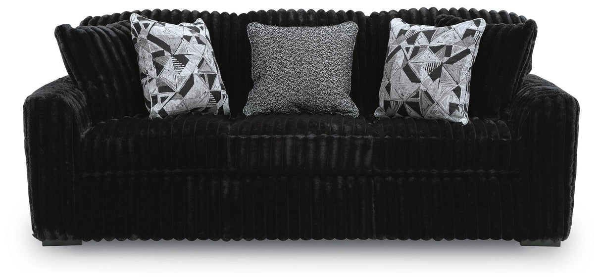 Midnight-Madness Onyx Sofa and Oversized Ottoman from Ashley - Luna Furniture