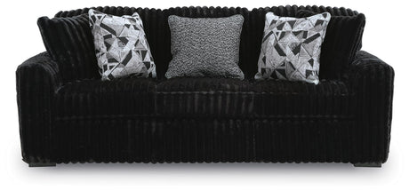 Midnight-Madness Onyx Sofa and Oversized Ottoman from Ashley - Luna Furniture