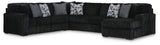 Midnight-Madness Black 6-Piece Sectional with RAF Chaise from Ashley - Luna Furniture