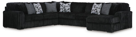 Midnight-Madness Black 6-Piece Sectional with RAF Chaise from Ashley - Luna Furniture