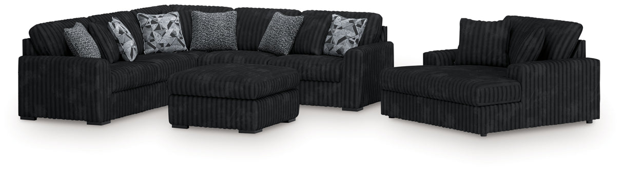 Midnight-Madness Onyx 3-Piece Sectional, Chaise and Oversized Accent Ottoman from Ashley Furniture - Luna Furniture