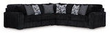 Midnight-Madness 3-Piece Sectional with Ottoman in Onyx from Ashley - Luna Furniture