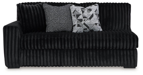 Midnight-Madness 3-Piece Sectional with Ottoman in Onyx from Ashley - Luna Furniture