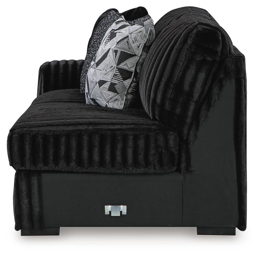 Midnight-Madness 3-Piece Sectional with Ottoman in Onyx from Ashley Furniture - Luna Furniture