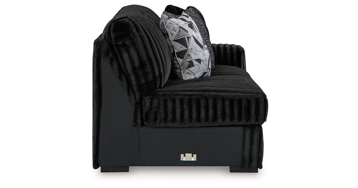 Midnight-Madness 4-Piece Sectional with Ottoman in Onyx from Ashley Furniture - Luna Furniture