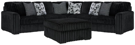 Midnight-Madness 3-Piece Sectional with Ottoman in Onyx from Ashley - Luna Furniture