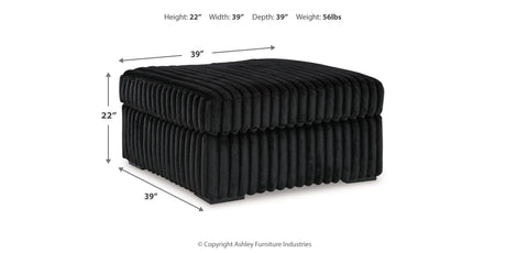 Midnight-Madness 3-Piece Sectional with Ottoman in Onyx from Ashley - Luna Furniture