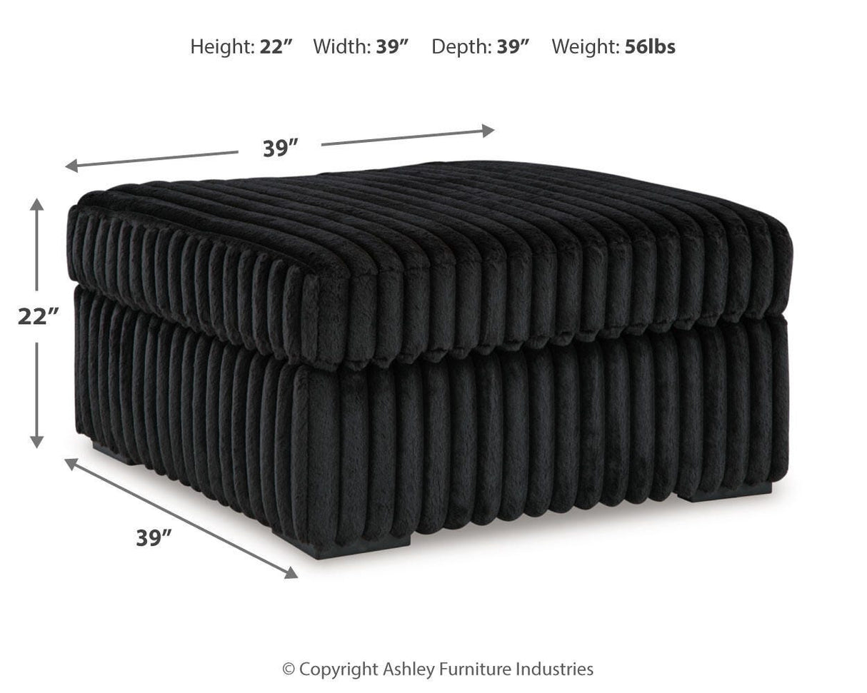Midnight-Madness 3-Piece Sectional with Ottoman in Onyx from Ashley Furniture - Luna Furniture