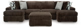 Midnight-Madness Chocolate 3-Piece Sectional with Ottoman from Ashley - Luna Furniture