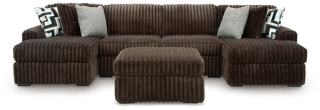 Midnight-Madness Chocolate 3-Piece Sectional with Ottoman from Ashley - Luna Furniture