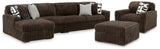 Midnight-Madness Chocolate 3-Piece Sectional, Oversized Chair and Ottoman from Ashley - Luna Furniture