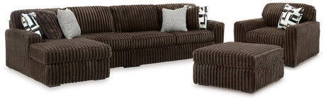 Midnight-Madness Chocolate 3-Piece Sectional, Oversized Chair and Ottoman from Ashley - Luna Furniture