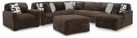 Midnight-Madness Dark Brown 4-Piece Sectional with Chaise, Oversized Chair and Ottoman from Ashley - Luna Furniture