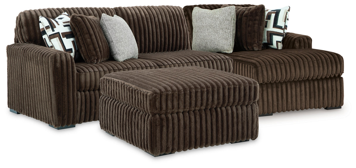 Midnight Madness Chocolate 2-Piece Sectional and Ottoman from Ashley Furniture - Luna Furniture