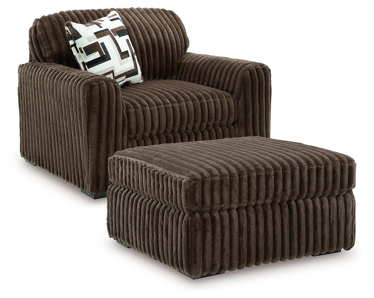 Midnight-Madness Chocolate Oversized Chair and Ottoman from Ashley - Luna Furniture