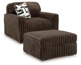 Midnight-Madness Chocolate Oversized Chair and Ottoman from Ashley - Luna Furniture